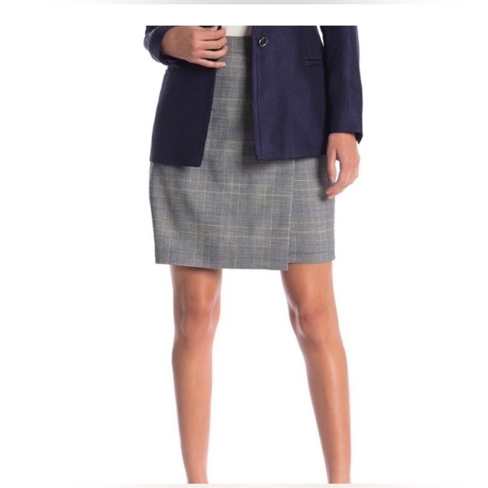 Reiss Gray & Blue Plaid Pencil Skirt Size 4